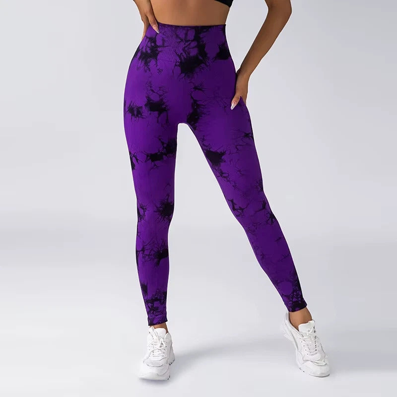 Women’s Tie-Dye Seamless 2-Piece Yoga Set – Workout Bra & Scrunch Butt Leggings