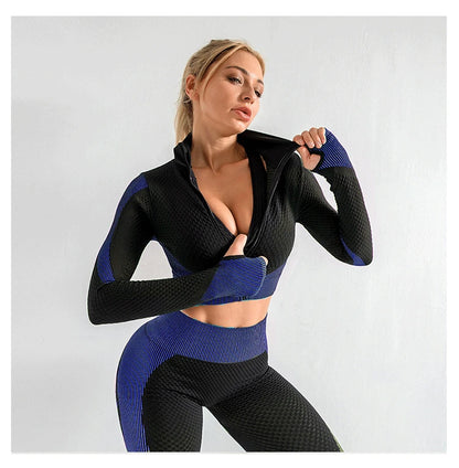 Fashion Women Gym Fitness Sets Seamless Butt Lifting Yoga Clothes Set Sportswear Ladies 2 Piece Set Women