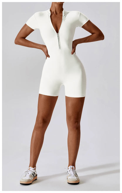 Sports Bodysuit for Women Yoga Zipper Jumpsuits Gym Activewear + plus size
