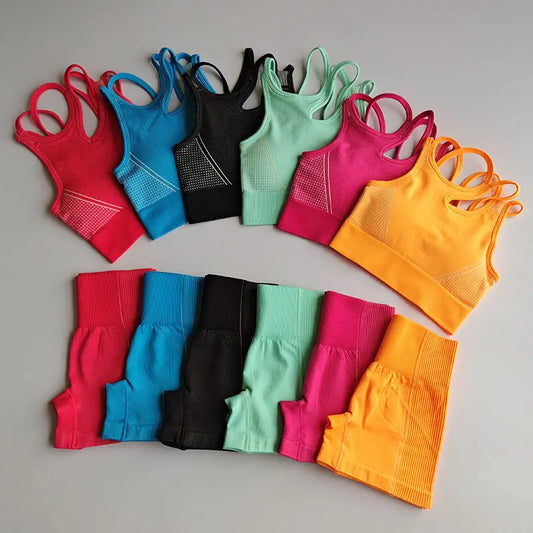 New Seamless Polyester Spandex Fitness Yoga Pants Workout Fitness Yoga Set SS807