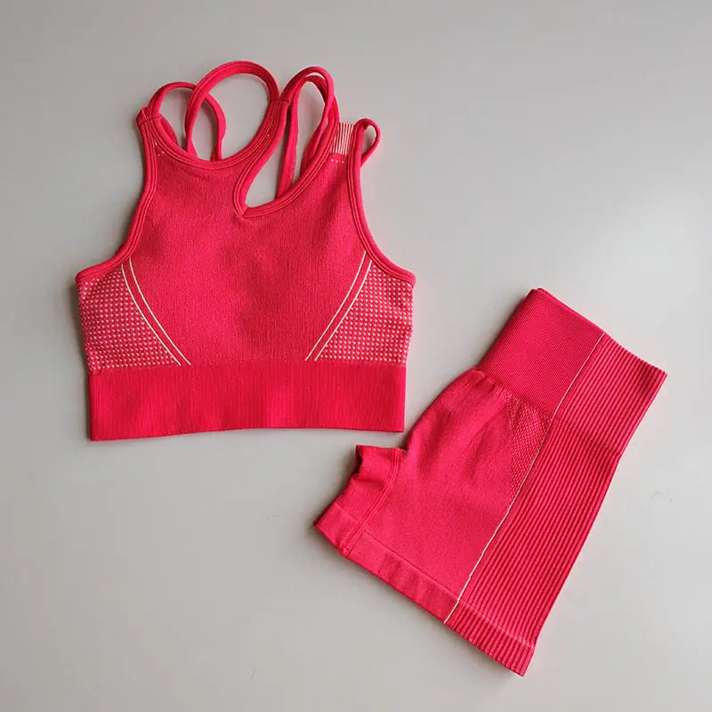 New Seamless Polyester Spandex Fitness Yoga Pants Workout Fitness Yoga Set SS807
