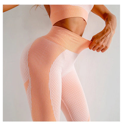 Fashion Women Gym Fitness Sets Seamless Butt Lifting Yoga Clothes Set Sportswear Ladies 2 Piece Set Women