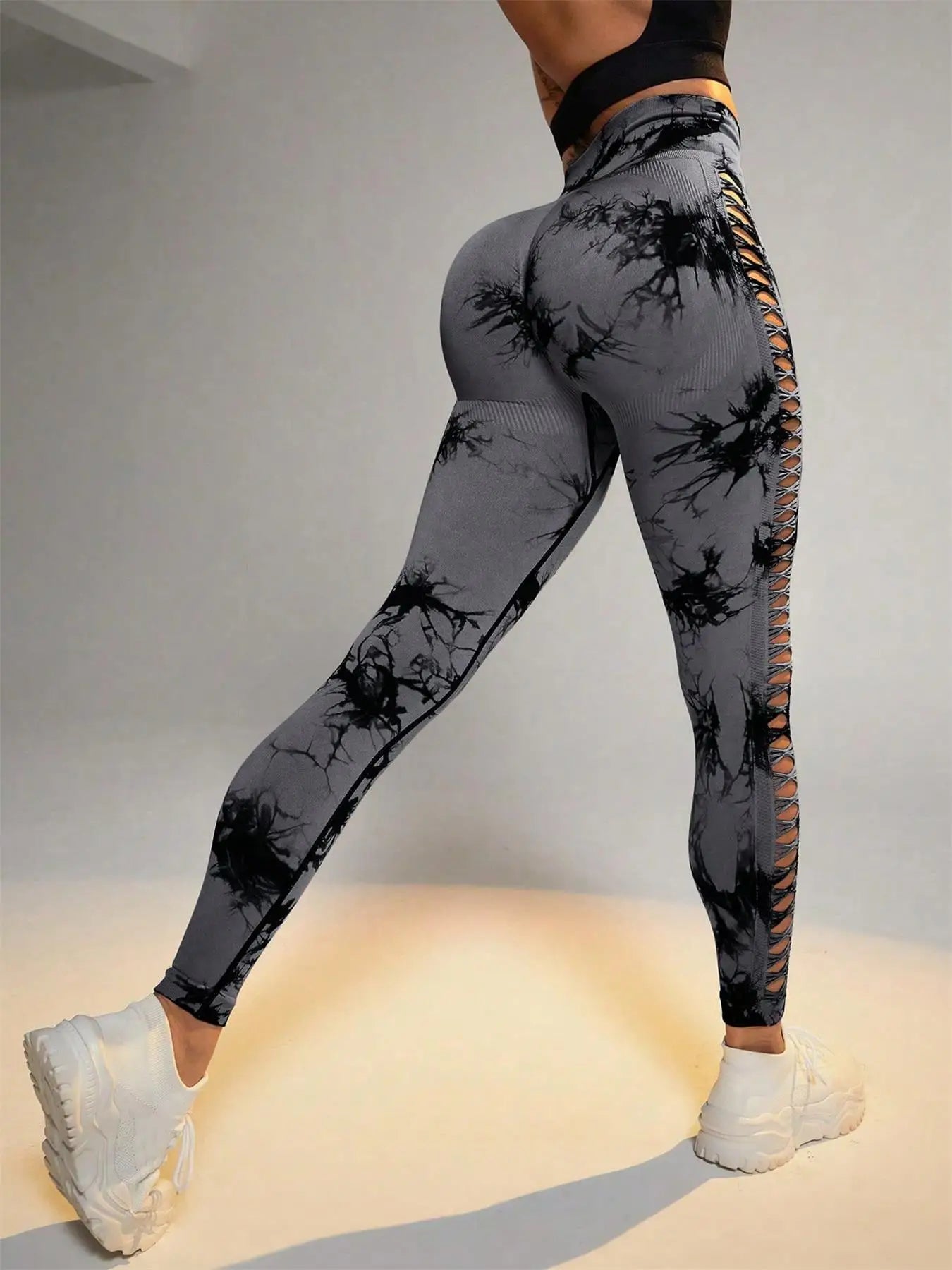 Tie Dye Seamless Leggings for Women – High Waist Yoga Pants with Scrunch Butt Lifting & Side Mesh Design