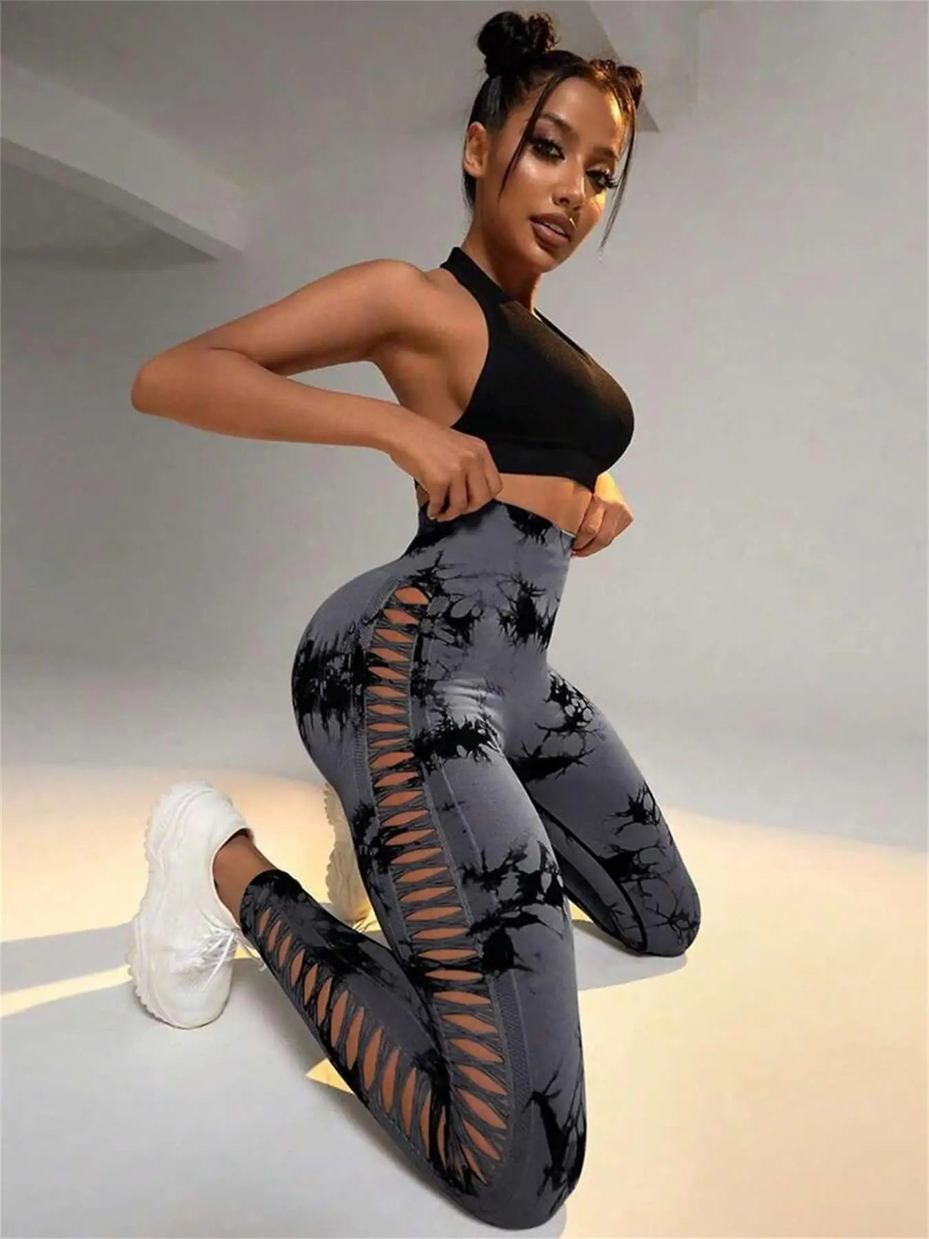 Tie Dye Seamless Leggings for Women – High Waist Yoga Pants with Scrunch Butt Lifting & Side Mesh Design