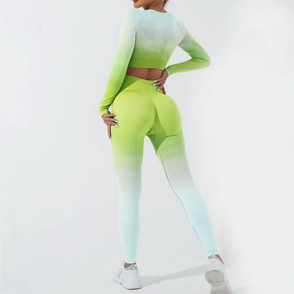 Wellington 5Colors Sportswear Suit Short Running Femmes Suits Gradual Change Short Leggings Compression Pants Women's Fitness Wear Set
