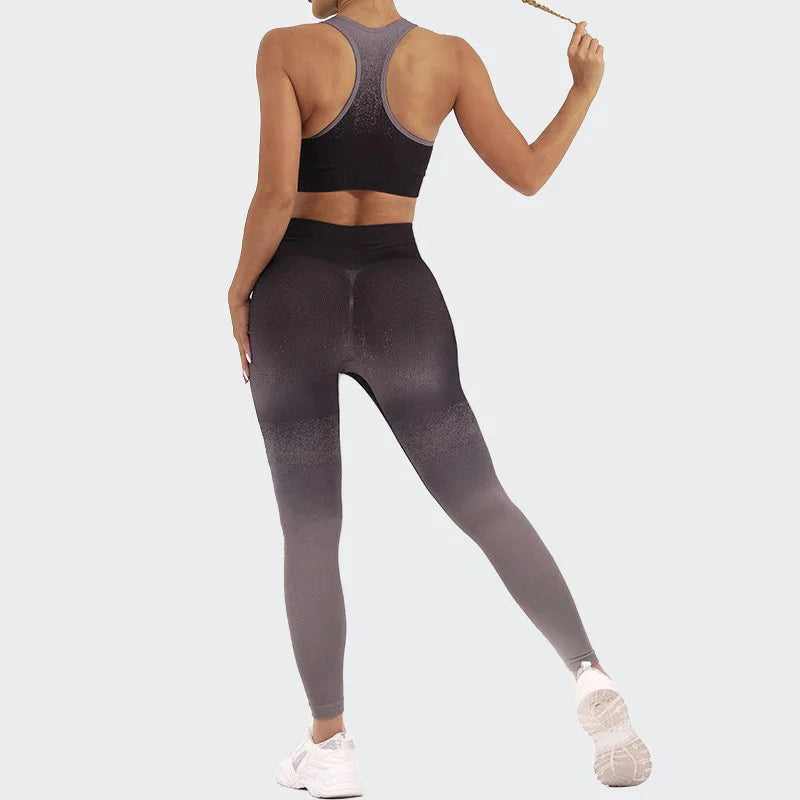 Wellington 5Colors Sportswear Suit Short Running Femmes Suits Gradual Change Short Leggings Compression Pants Women's Fitness Wear Set