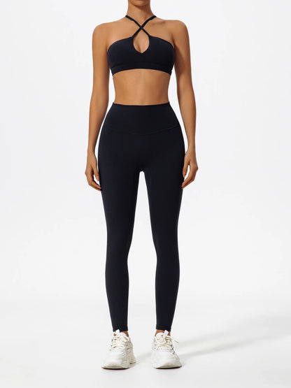 Wellington Two-Piece Women's Sports Set Chest Crossover Yoga Clothes Female Gym Bandeau Sports Bra Suits Sport Outfit For Woman