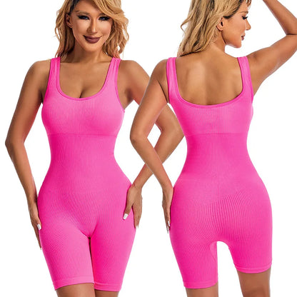 Women's Short Tracksuit Yoga Set One-Piece Sportswear Women's Gym Workout Clothes Fitness Stretch Bodysuit Yoga Suit