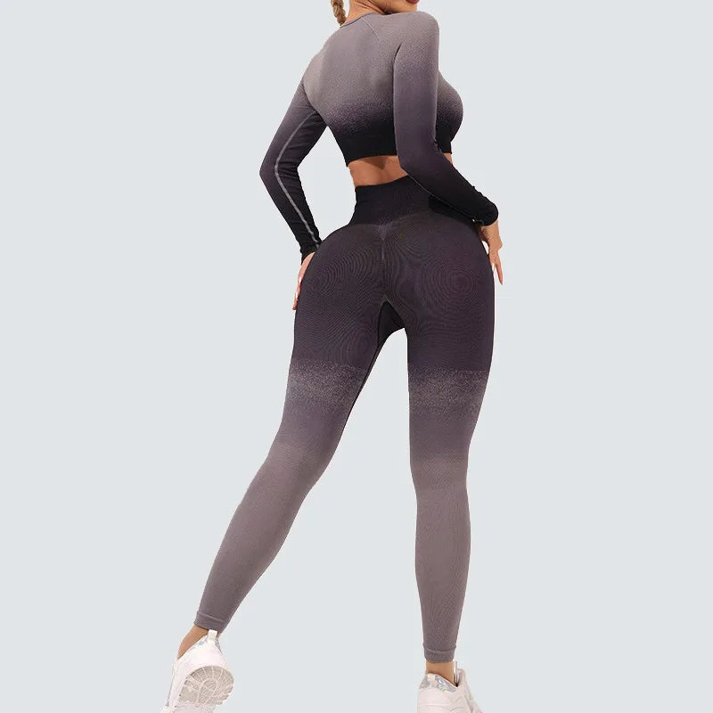 Wellington 5Colors Sportswear Suit Short Running Femmes Suits Gradual Change Short Leggings Compression Pants Women's Fitness Wear Set