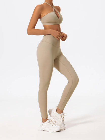 Wellington Two-Piece Women's Sports Set Chest Crossover Yoga Clothes Female Gym Bandeau Sports Bra Suits Sport Outfit For Woman