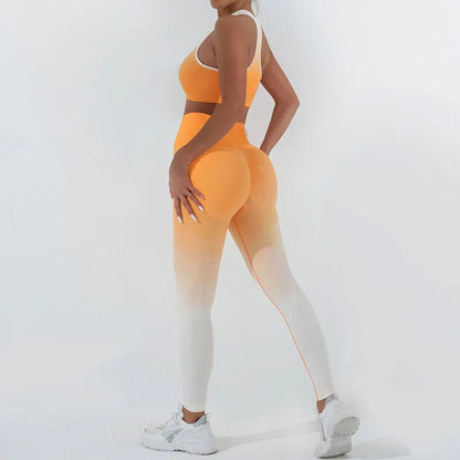 Wellington 5Colors Sportswear Suit Short Running Femmes Suits Gradual Change Short Leggings Compression Pants Women's Fitness Wear Set