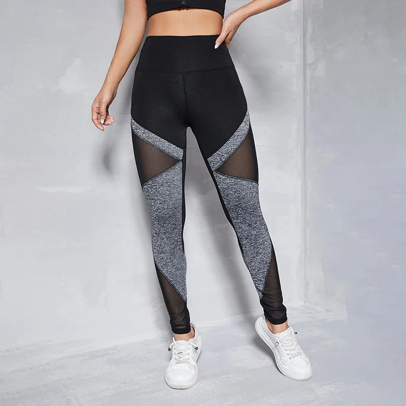 Women’s Mesh Spliced Booty Lifting Leggings – High Waist, Quick-Dry, Breathable Yoga & Gym Pants – Polyester Spandex, Ankle-Length, Spring/Summer Activewear