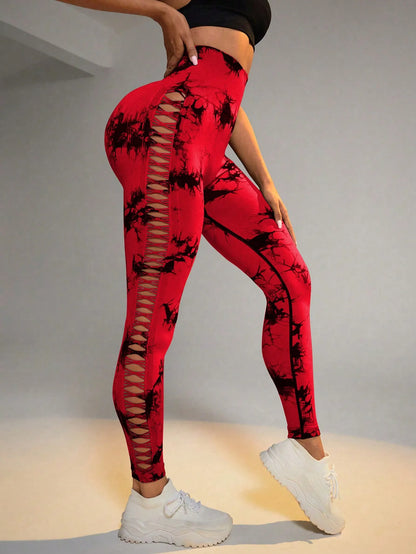 Tie Dye Seamless Leggings for Women – High Waist Yoga Pants with Scrunch Butt Lifting & Side Mesh Design