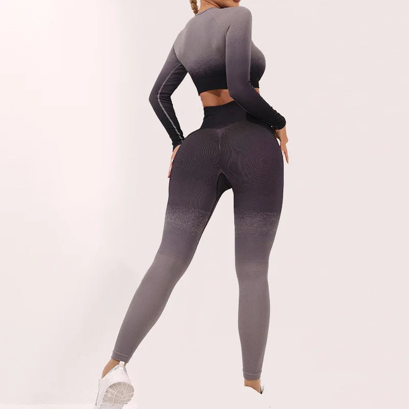Wellington 5Colors Sportswear Suit Short Running Femmes Suits Gradual Change Short Leggings Compression Pants Women's Fitness Wear Set