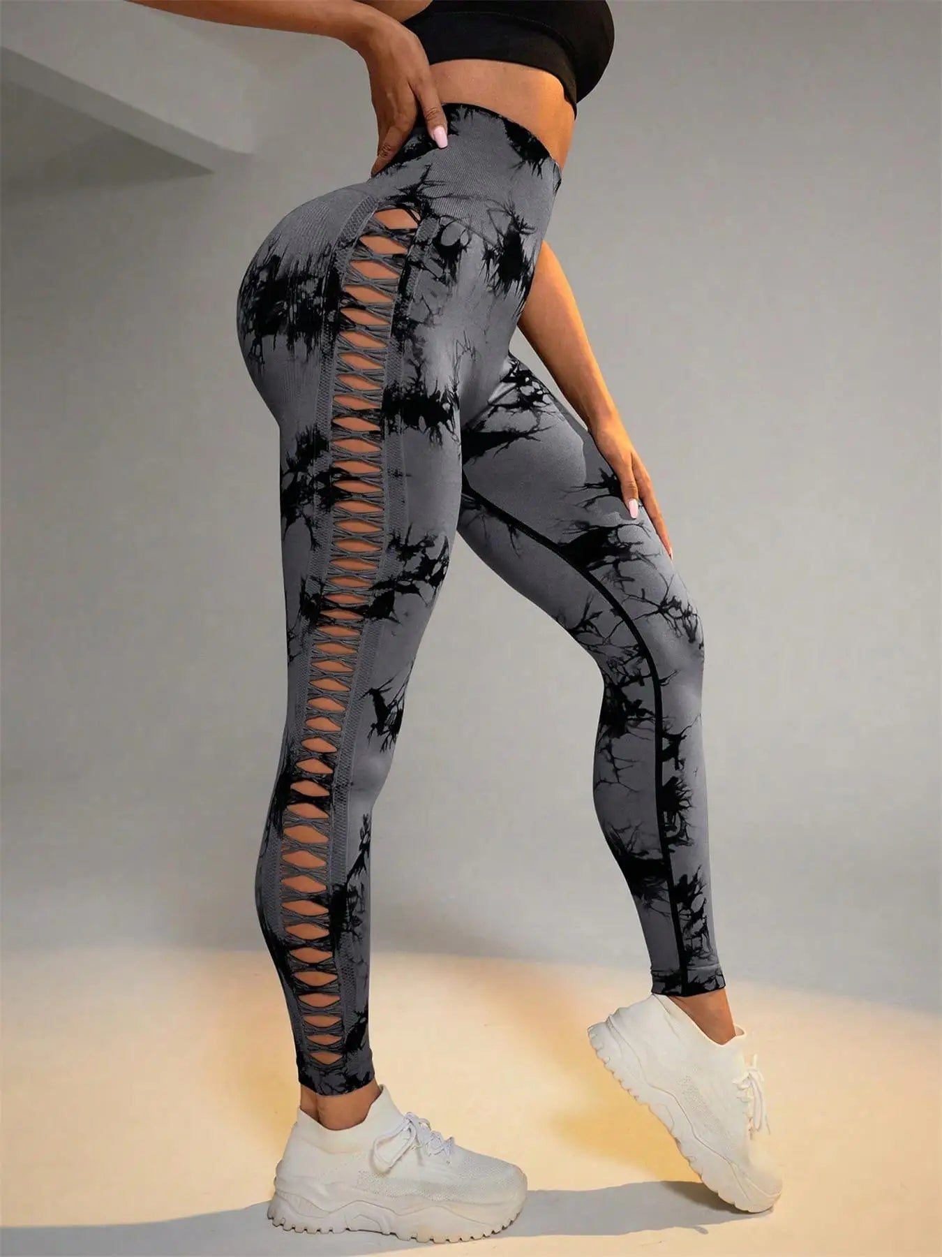 Tie Dye Seamless Leggings for Women – High Waist Yoga Pants with Scrunch Butt Lifting & Side Mesh Design
