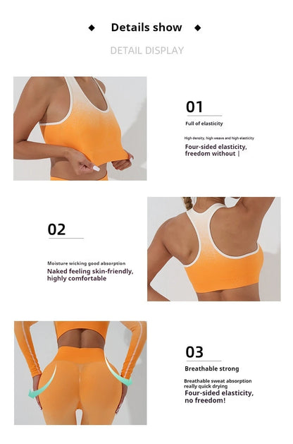Wellington 5Colors Sportswear Suit Short Running Femmes Suits Gradual Change Short Leggings Compression Pants Women's Fitness Wear Set