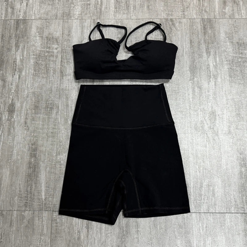 Wellington Two-Piece Women's Sports Set Chest Crossover Yoga Clothes Female Gym Bandeau Sports Bra Suits Sport Outfit For Woman