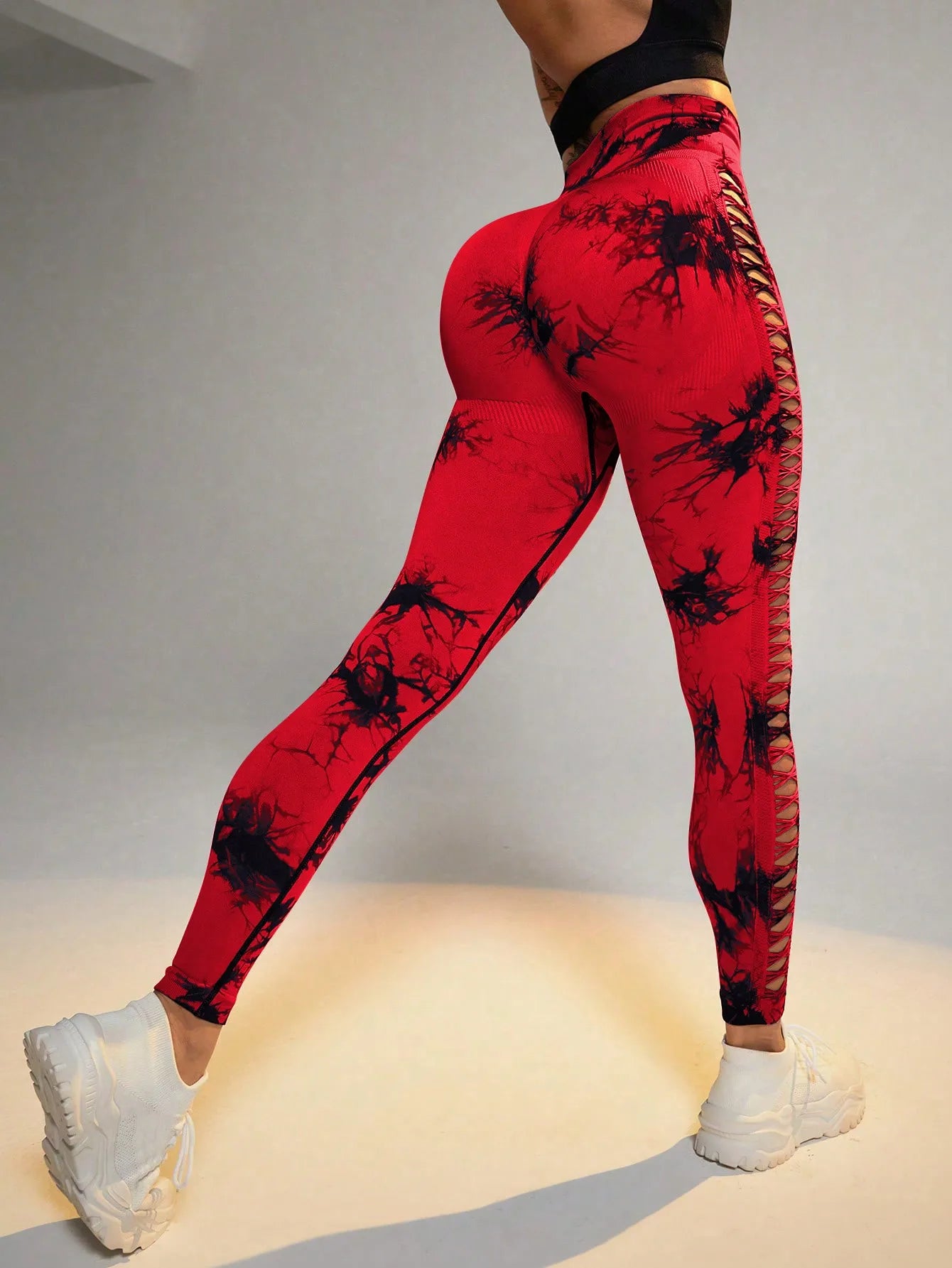 Tie Dye Seamless Leggings for Women – High Waist Yoga Pants with Scrunch Butt Lifting & Side Mesh Design