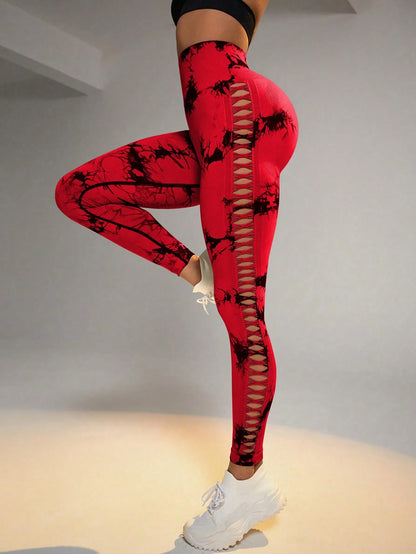 Tie Dye Seamless Leggings for Women – High Waist Yoga Pants with Scrunch Butt Lifting & Side Mesh Design