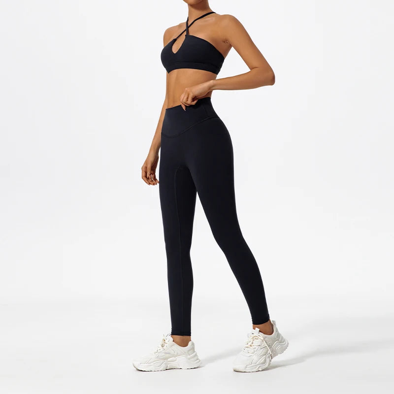 Wellington Two-Piece Women's Sports Set Chest Crossover Yoga Clothes Female Gym Bandeau Sports Bra Suits Sport Outfit For Woman