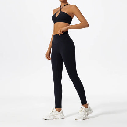 Wellington Two-Piece Women's Sports Set Chest Crossover Yoga Clothes Female Gym Bandeau Sports Bra Suits Sport Outfit For Woman