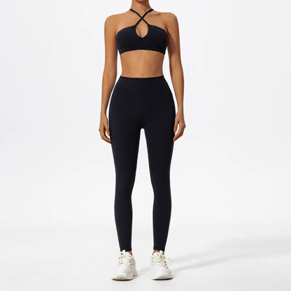 Wellington Two-Piece Women's Sports Set Chest Crossover Yoga Clothes Female Gym Bandeau Sports Bra Suits Sport Outfit For Woman