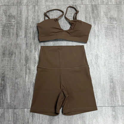 Wellington Two-Piece Women's Sports Set Chest Crossover Yoga Clothes Female Gym Bandeau Sports Bra Suits Sport Outfit For Woman