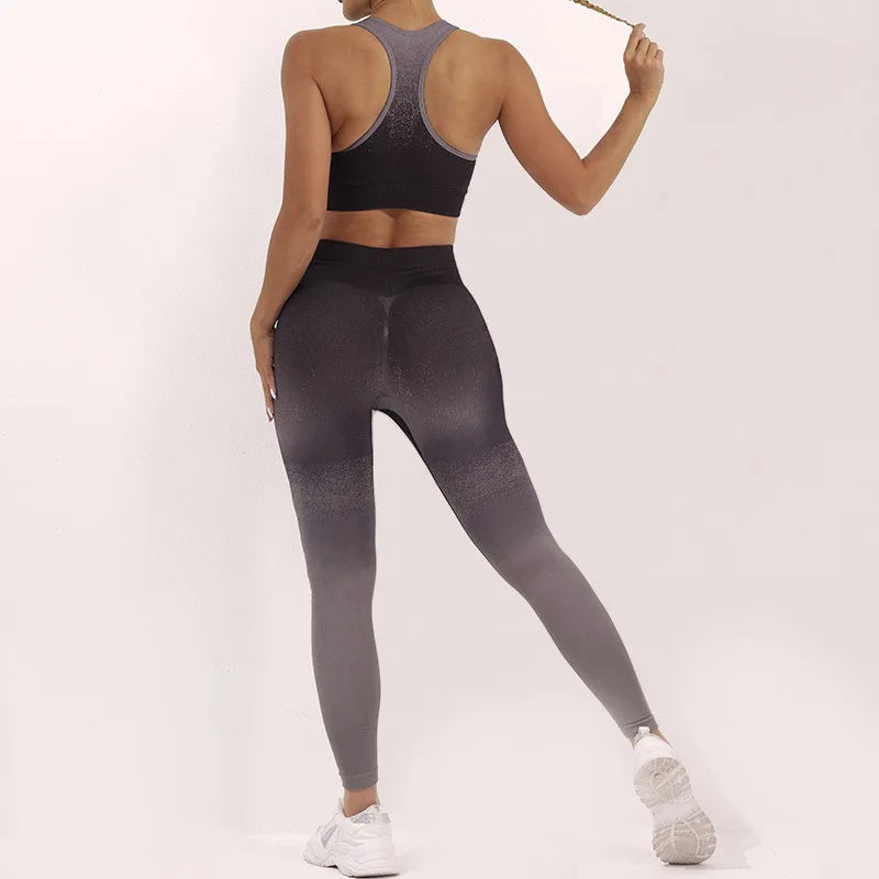 Wellington 5Colors Sportswear Suit Short Running Femmes Suits Gradual Change Short Leggings Compression Pants Women's Fitness Wear Set
