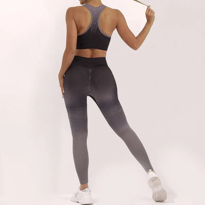 Wellington 5Colors Sportswear Suit Short Running Femmes Suits Gradual Change Short Leggings Compression Pants Women's Fitness Wear Set