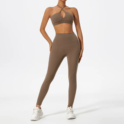 Wellington Two-Piece Women's Sports Set Chest Crossover Yoga Clothes Female Gym Bandeau Sports Bra Suits Sport Outfit For Woman