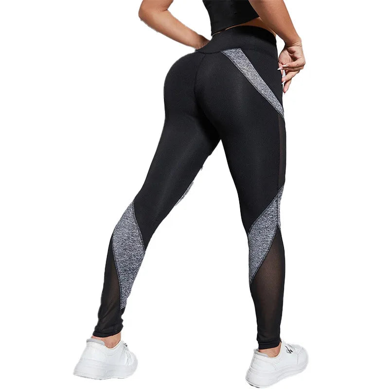 Women’s Mesh Spliced Booty Lifting Leggings – High Waist, Quick-Dry, Breathable Yoga & Gym Pants – Polyester Spandex, Ankle-Length, Spring/Summer Activewear