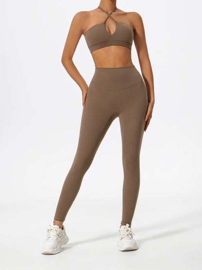 Wellington Two-Piece Women's Sports Set Chest Crossover Yoga Clothes Female Gym Bandeau Sports Bra Suits Sport Outfit For Woman