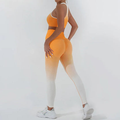 Wellington 5Colors Sportswear Suit Short Running Femmes Suits Gradual Change Short Leggings Compression Pants Women's Fitness Wear Set