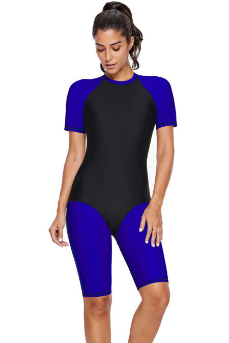 Blue Black Colorblock Water Sport Suit JP655