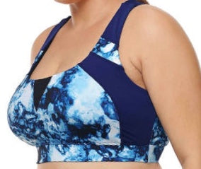 Blue Abstract Painting U-shaped Neck Plus Size Sport Bra BR009