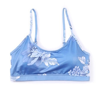 Teen Blue Floral Strappy Sport Bra Top BR222