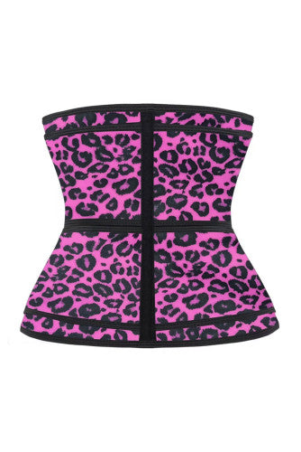 Rose Leopard Printing Compression Double Strap Latex Waist Trainer AC655