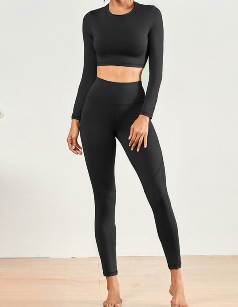 hollow out simple stretch tight yoga sports two-piece set SS791